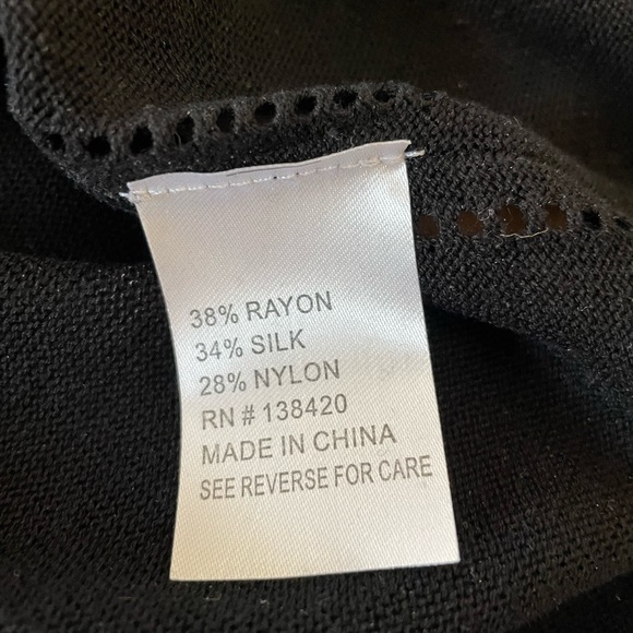 ETCETERA 3/4 Sleeve Black V-Neck Sweater w/ Back Keyhole and Open Stitching EUC - Picture 5 of 6